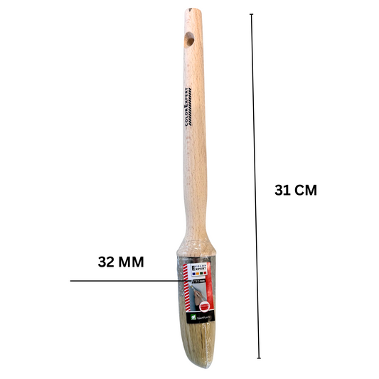 32 mm Ringpinsel, für alle Lacke, unbehandelter Holzstiel, helle Borsten, für Malerarbeiten an Türen und Fenster