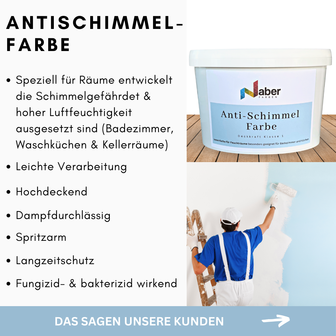 10 L Antischimmelfarbe, Feuchtraumfarbe, Feine Farben, Farbwahl - MATT