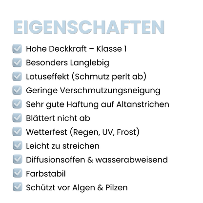 Silikonharz Fassadenfarbe, Außenfarbe, Lotuseffekt, Farbwahl - Matt