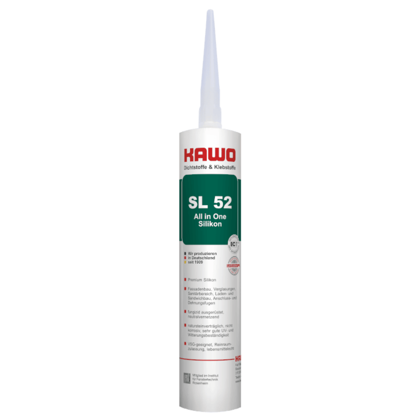 310 ml All in One Silikon, Elastischer 1-K Silikon, Weiss, Anwendungen im Fassaden-/Verglasungs-/ und im Sanitärbereich