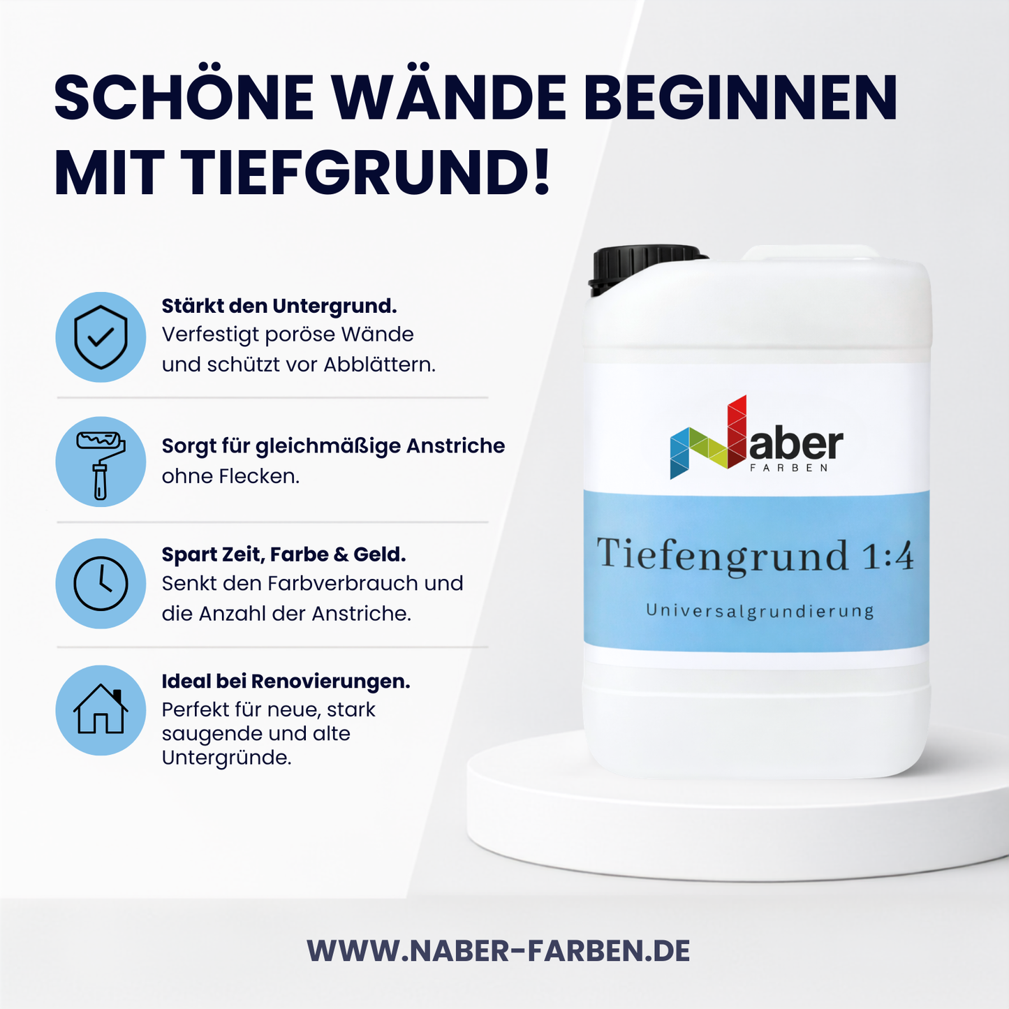 3 L Tiefengrund, Tiefgrund 1:4, Wässrige Acrylat-Dispersions Universalgrundierung