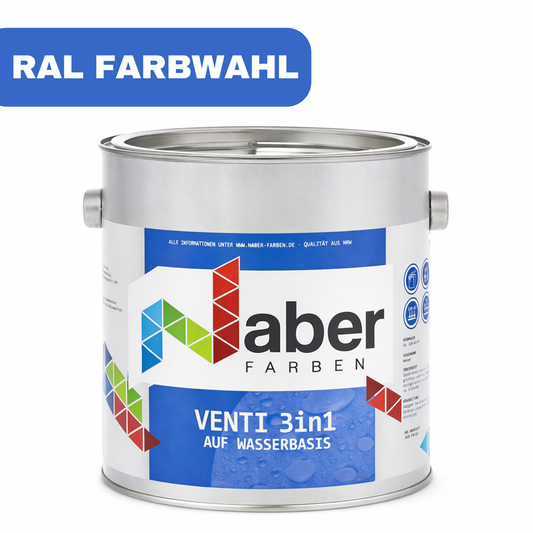 2,5 L Ventilack 3 in 1, Fenster und Türenlack, RAL Farbwahl - Matt