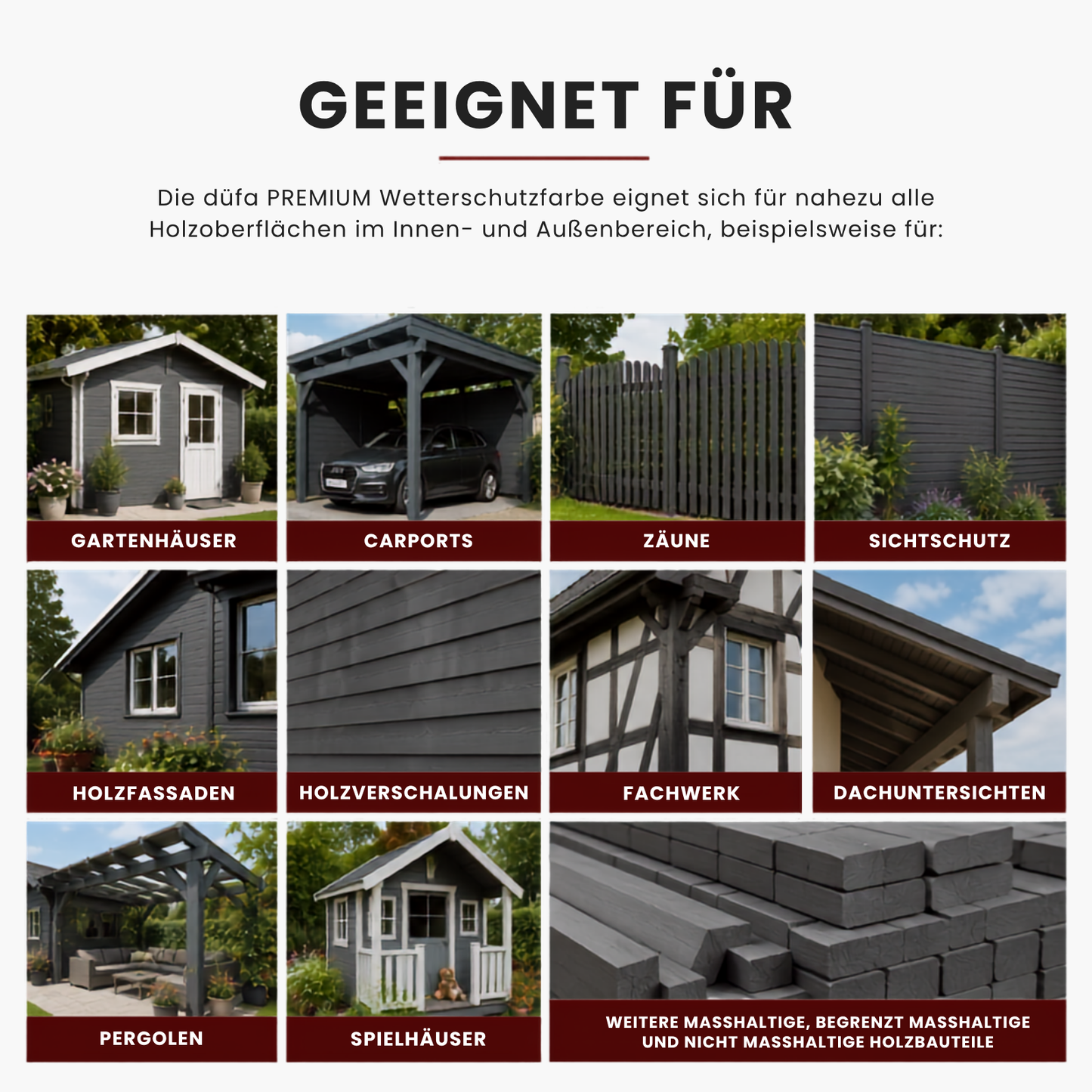 2,5 L düfa PREMIUM Wetterschutzfarbe – Hochdeckende Holzfarbe für Innen & Außen | Bis zu 10 Jahre Langzeitschutz, Farbwahl - Seidenglanz