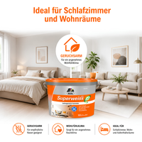 düfa Superweiss Plus, Innenfarbe Weiß – Deckenfarbe & Wandfarbe, hochdeckend, matt, konservierungsmittelfrei
